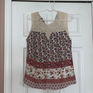 Anthropologie Women’s Crochet Detail Floral Tank